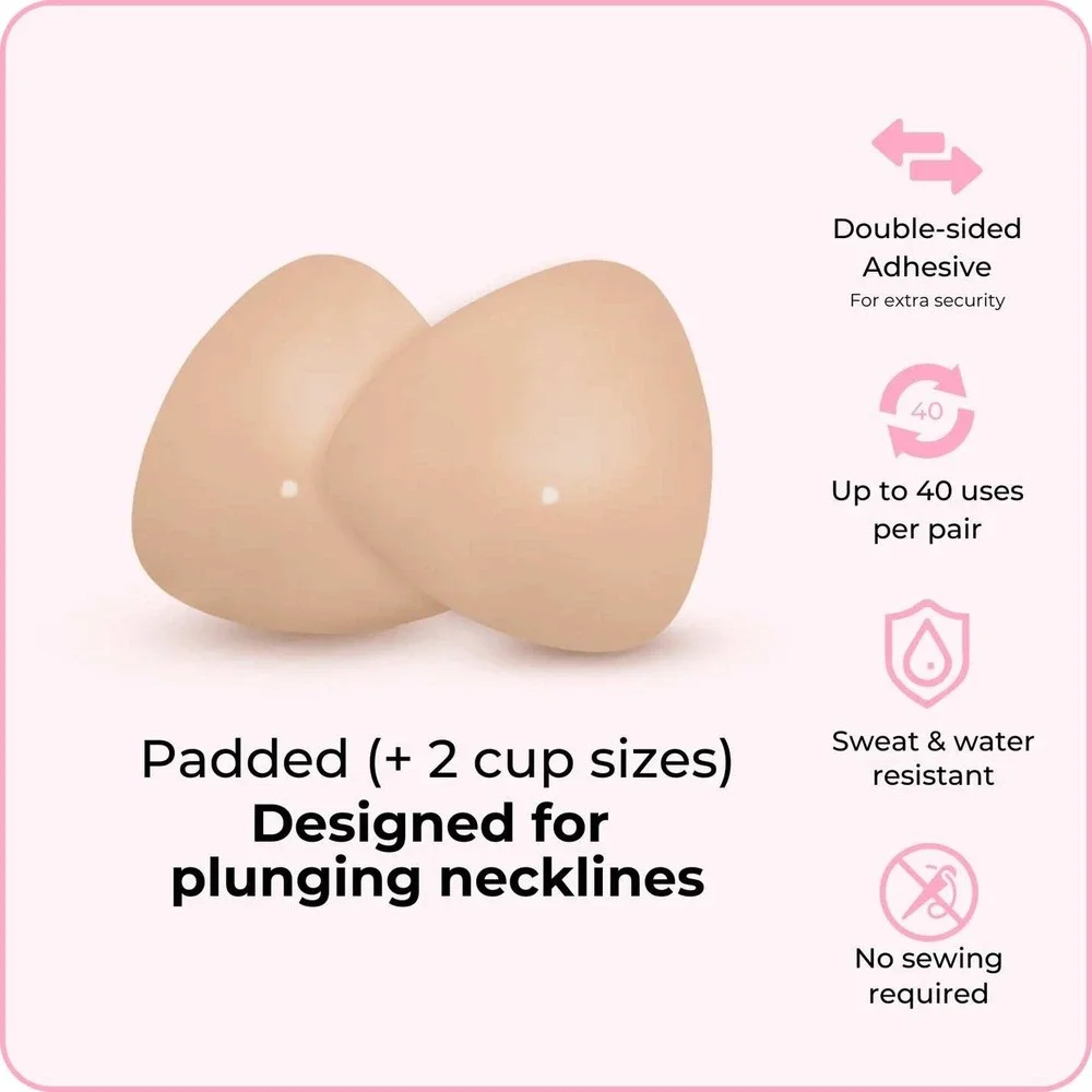BOOMBA Ultra Boost Inserts Cocoa Size C Double‎ Sided Adhesive Bra Pads NEW Open